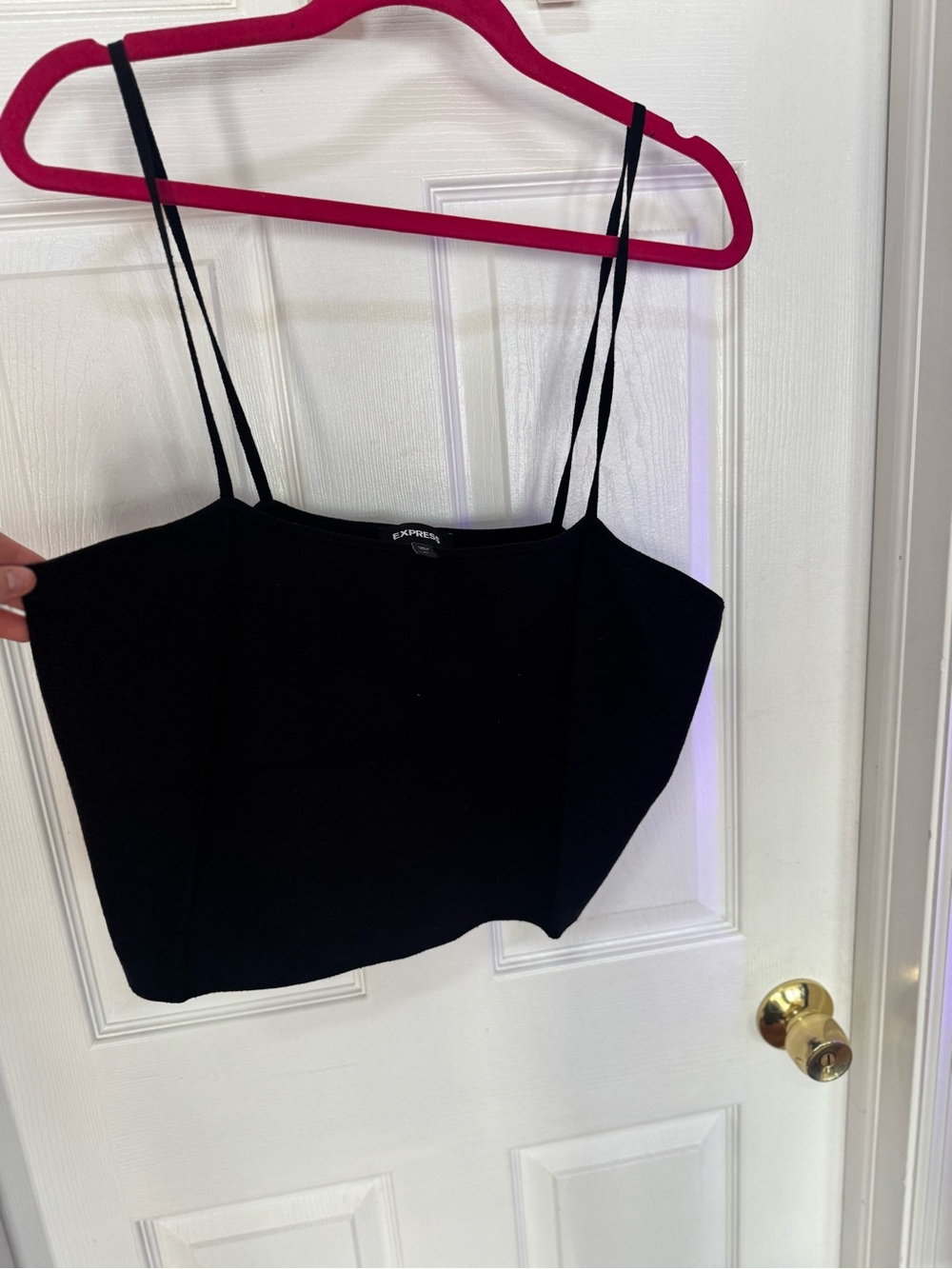 Express Black Strap Cropped Tank Top